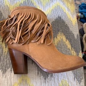 Frye suede fringe bootie never worn still in box
